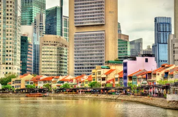 Tuinposter Boat Quay, a historical district of Singapore © Leonid Andronov