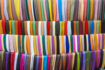 Fabrics on a street market