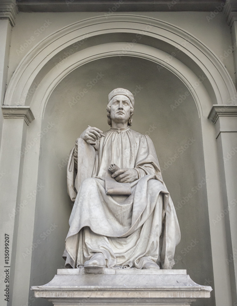 Poster florence, italy, more than 100 hundred years dante alighieri statue