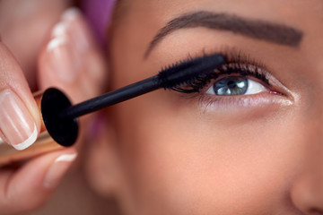 Close-up of make-up eye with mascara