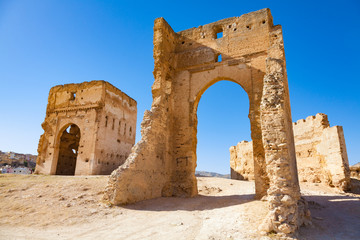 Merinid Tombs (ruins) on the hill above old medina in Fez, Morocco