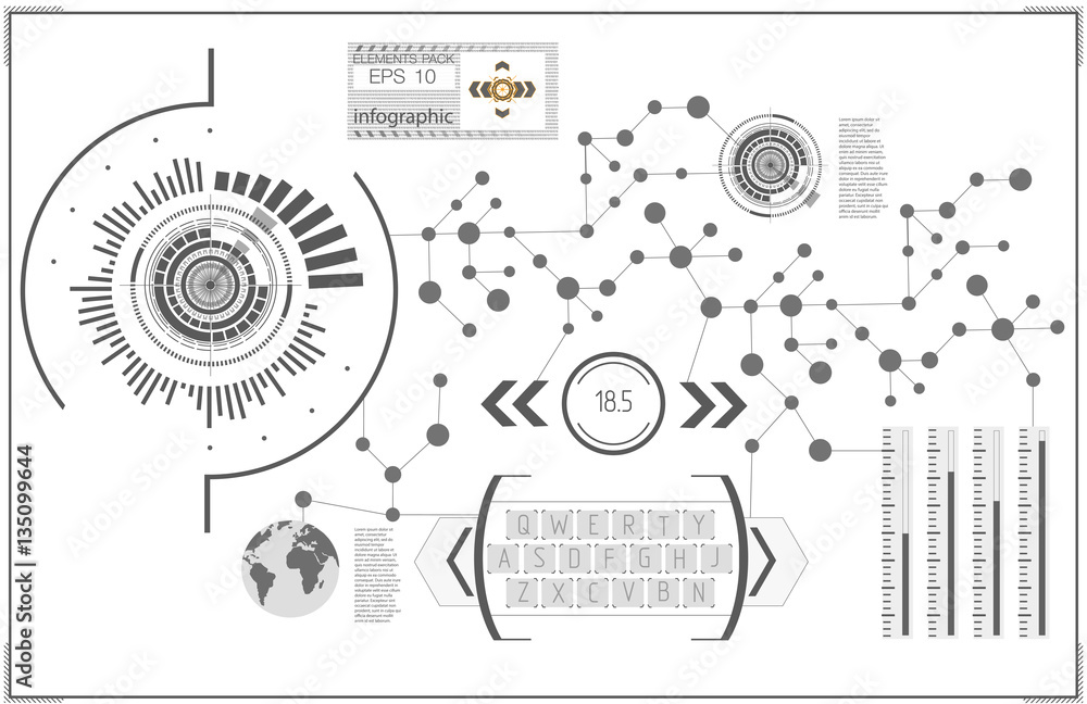 Poster futuristic user interface. hud ui. abstract virtual graphic touch user interface. hud background out