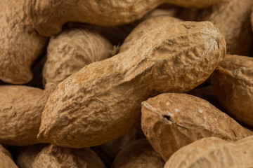 Pile of peanuts shells close up
