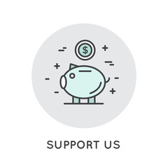 Obraz premium Vector Icon Style Illustration Banner Template for Web Site with Donation Button and Support Slogan, Donate for Project and Developers, Send Money to Help