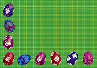 Easter background decorated with easter eggs in early spring 