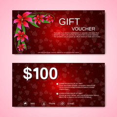 Naklejka premium Valentine's Day gift voucher, discount coupon vector design