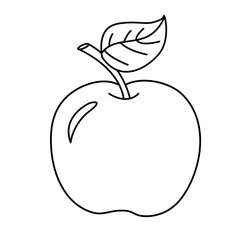 Coloring Page Outline Of cartoon apple. Fruits. Coloring book for kids