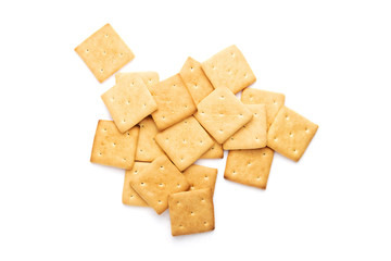 light breakfast, crackers isolated, top view