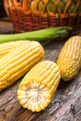 raw corn on a dark background