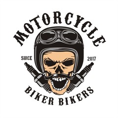 skull motorcycle and spark plugs