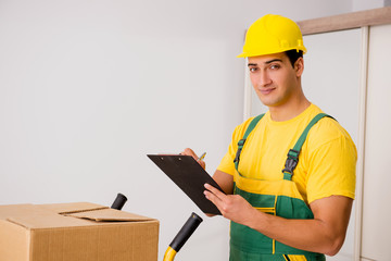 Man delivering boxes during house move