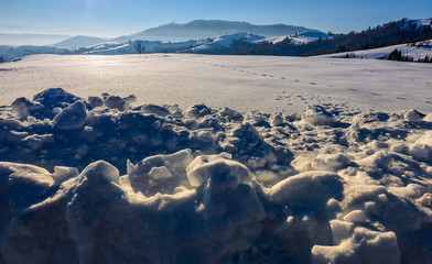 snowy meadow in high mountains