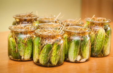 Pickling Cucumbers in glass jars