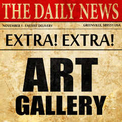 art gallery, newspaper article text