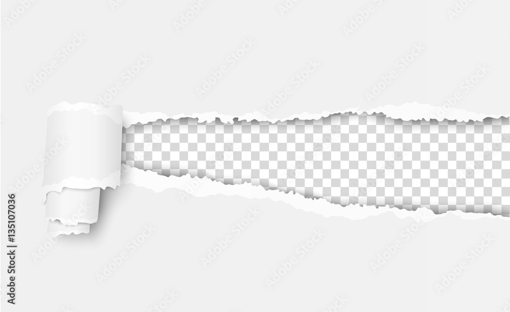 Wall mural vector ripped sheet of paper with soft shadow