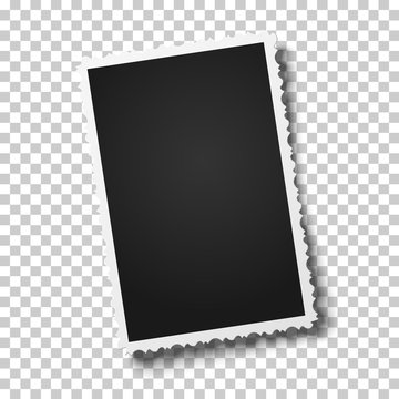 Realistic vector retro photo frame with figured edges