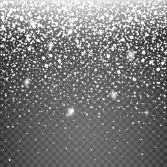 Snow vector effect isolated. Falling Snow winter cold weather. Christmas snowfall decoration background