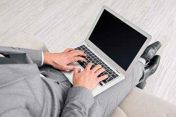 Fototapeta premium Businessman working with laptop in business concept