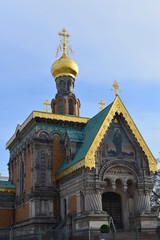 Fototapeta na wymiar Russische Kapelle Darmstadt Mathildenhöhe