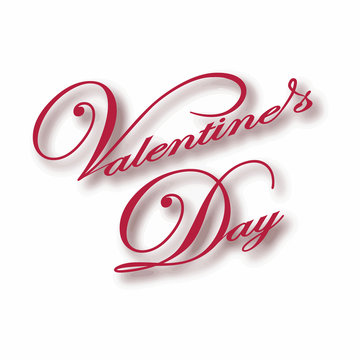 Cover design.The red phrase Valentine's Day on the white background