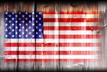 United States flag on wood