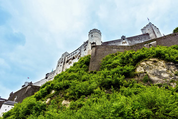 Fototapeta na wymiar Hohensalzburg fortress view from below. Historic center of the city, Austria
