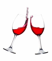 Cheers. A Toast with Red Wine. Splash.