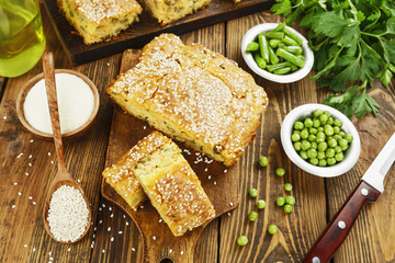 Semolina pie with vegetables