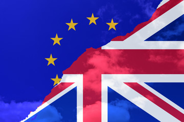 Fototapeta na wymiar Flags of the European Union and the United Kingdom