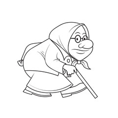 Ridiculous caricature of the old woman vector illustration.