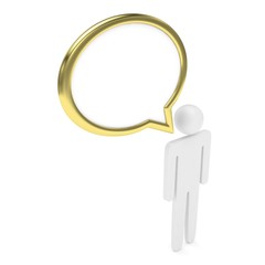 3d man with talk bubbles isolated over a white background. 3d rendering.