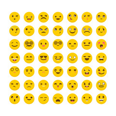 Set of emoticons. Cute emoji icons. Avatars. Big collection with