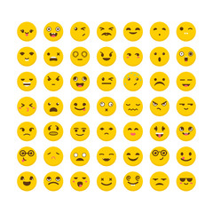 Set of emoticons. Cute emoji icons. Flat design. Avatars. Funny