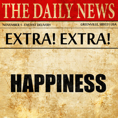 happiness, newspaper article text