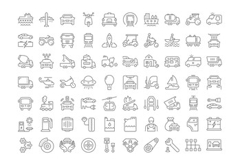 Set Vector Flat Line Icons Transport