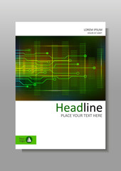A4 cover design with HUD, internet, future display. Vector.