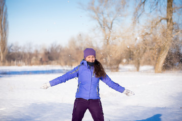 Girl in the park in winter