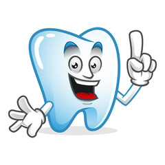 Smart tooth mascot, tooth character, tooth cartoon vector
