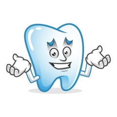 Confused tooth mascot, tooth character, tooth cartoon vector
