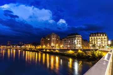 Fototapeta premium Grenoble architecture along Isere River