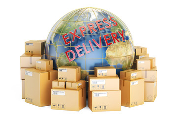Express delivery and global shipping concept, 3D rendering