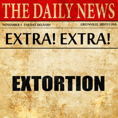 extortion, newspaper article text