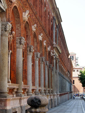 Beautiful Brick Facade At The University Of Milan In Italy.