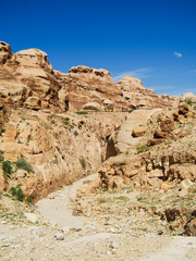 A desert landscape at Petra in Jordan.