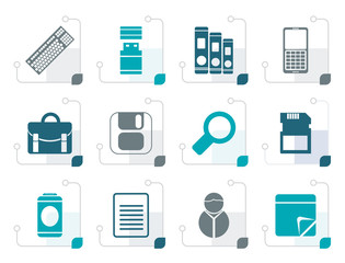 Stylized Business and Office tools icons - vector icon set 3