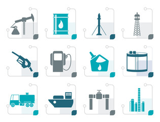 Stylized Oil and petrol industry icons - vector icon set