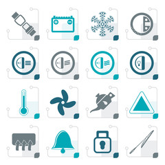 Stylized Car Dashboard icons -  vector icons set