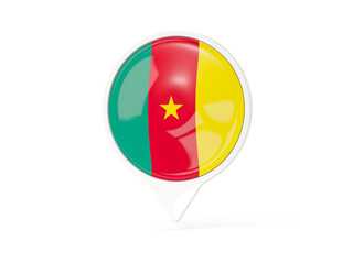 Round white pin with flag of cameroon