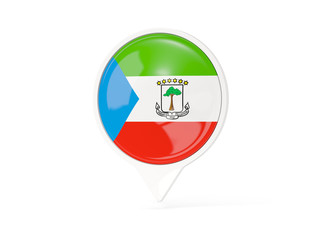 Obraz premium Round white pin with flag of equatorial guinea