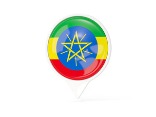 Round white pin with flag of ethiopia
